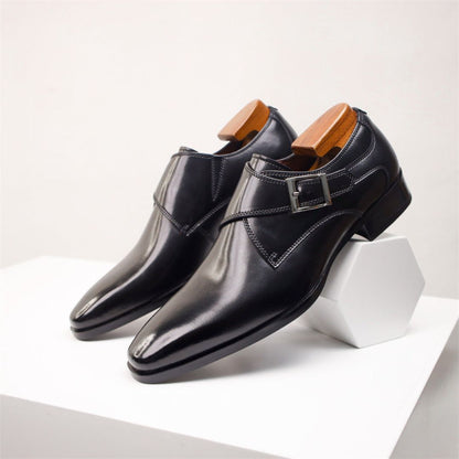 Giovanni Leather Monk Strap Shoes
