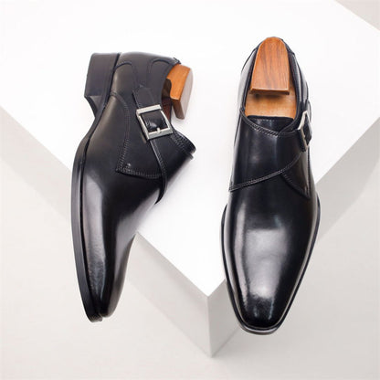 Giovanni Leather Monk Strap Shoes