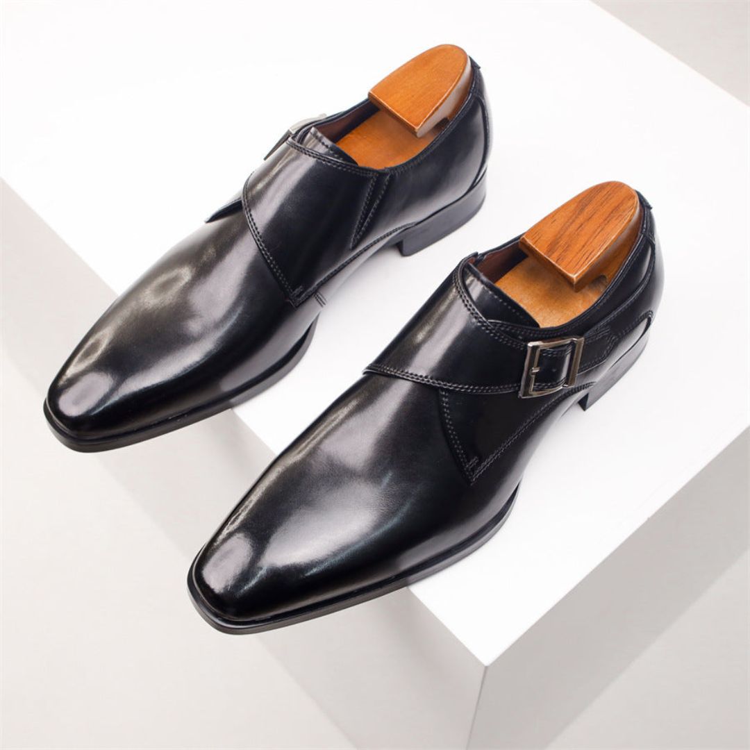 Giovanni Leather Monk Strap Shoes
