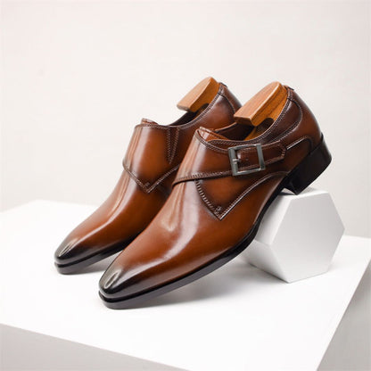 Giovanni Leather Monk Strap Shoes