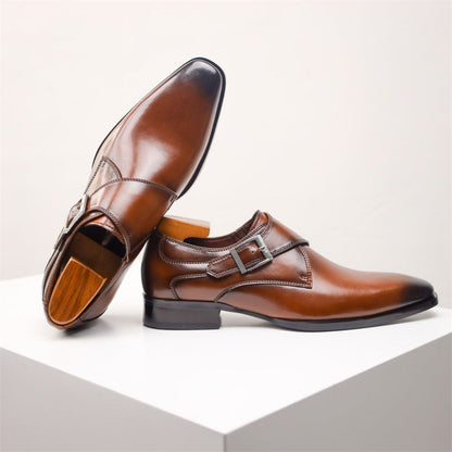 Giovanni Leather Monk Strap Shoes
