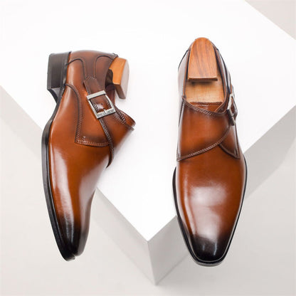 Giovanni Leather Monk Strap Shoes