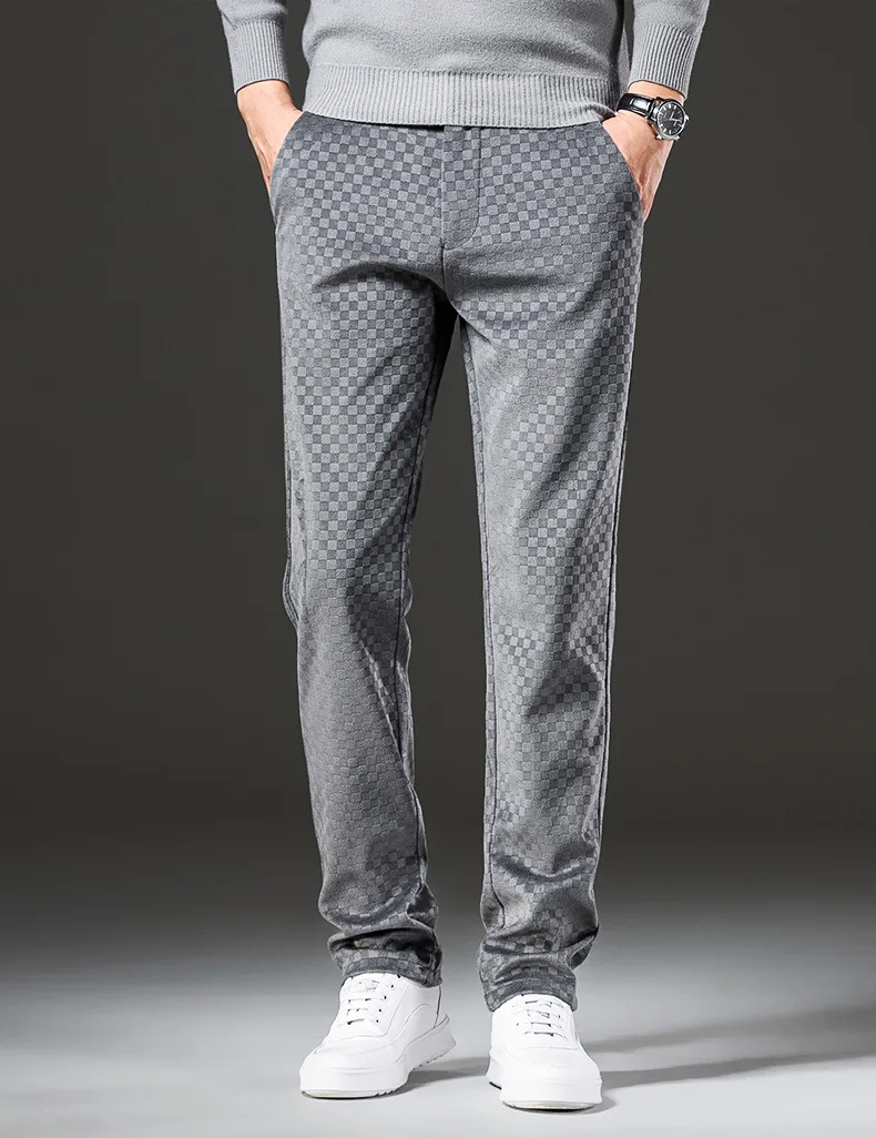 Corduroy Checkered Pants Brown