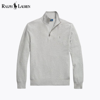 RL Mesh-Knit Cotton Quarter-Zip Sweater